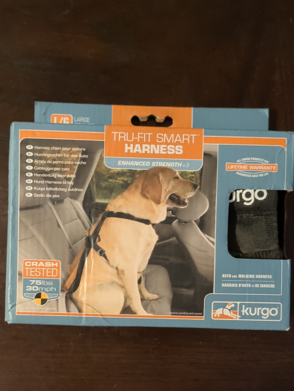 Kurgo Tru-Fit Smart Harness - Blue and Orange Box